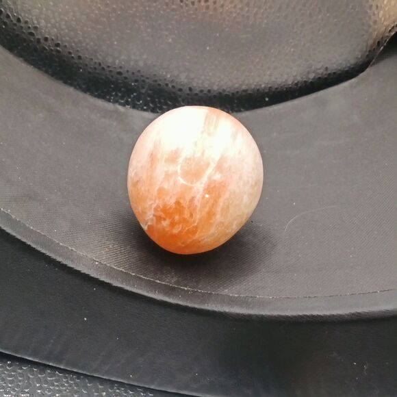Orange White Polished Stone Egg Paperweight 2.5" Carved Onyx - Picture 4 of 9